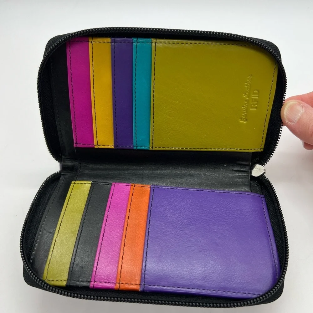 Beautiful Buttery Leather Wristlet Multicolored Zip Around